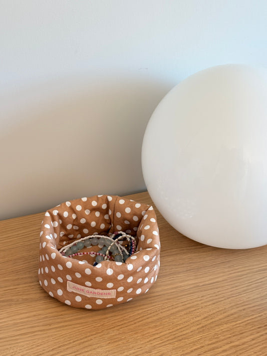 Dahlia Dish ✿ Brown Polka Dot