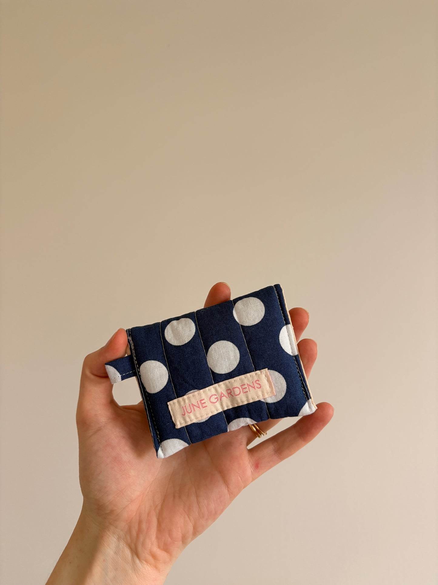 Airpods Case - Navy Polka Dot/ Cream